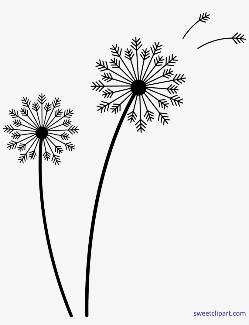 Dandelions Black Clip Art, transparent png #7279134