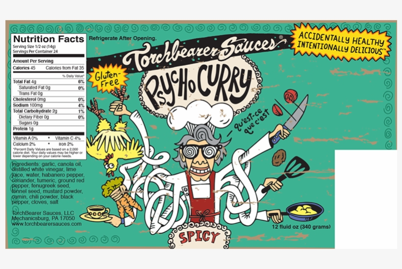 Psycho Curry Illustration Label, transparent png #7285447