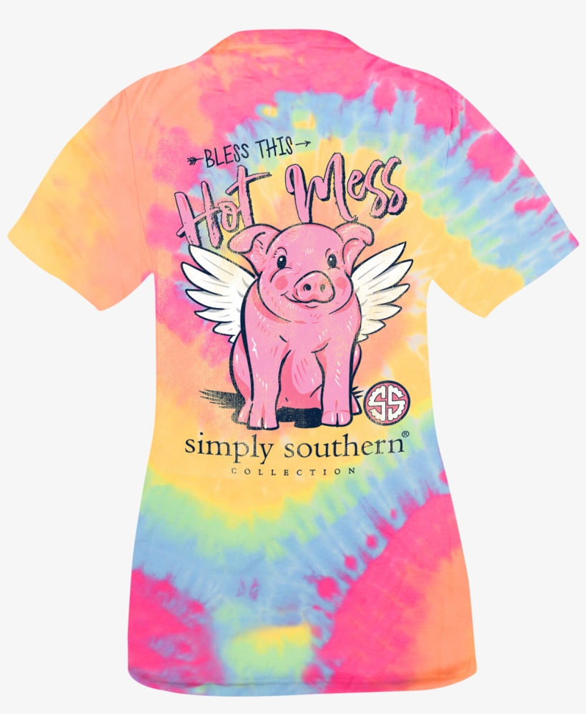 Youth 'bless This Hot Mess' Flying Pig Short Sleeve, transparent png #7289953