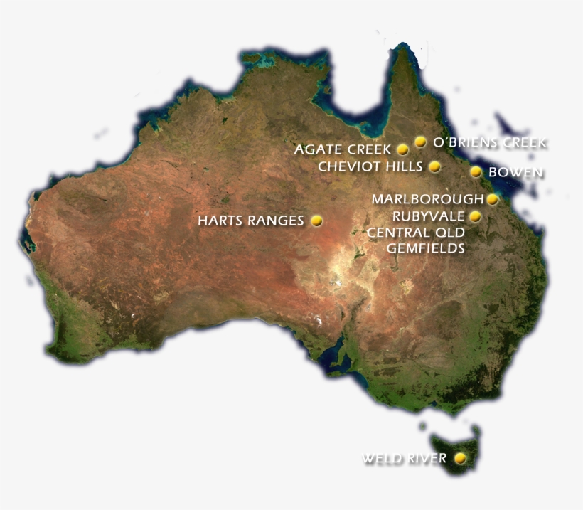 Map Of Australia Showing Important Gemstone Locations, transparent png #7298004
