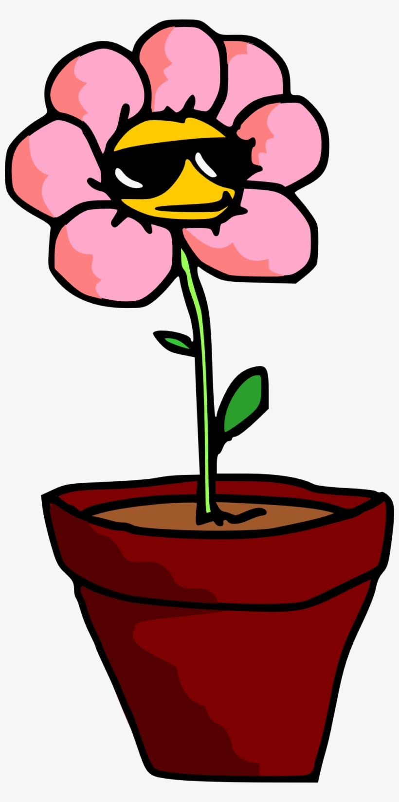 Potted Plants And Flowers Png - Plants With Sunglasses Cartoon, transparent png #730954
