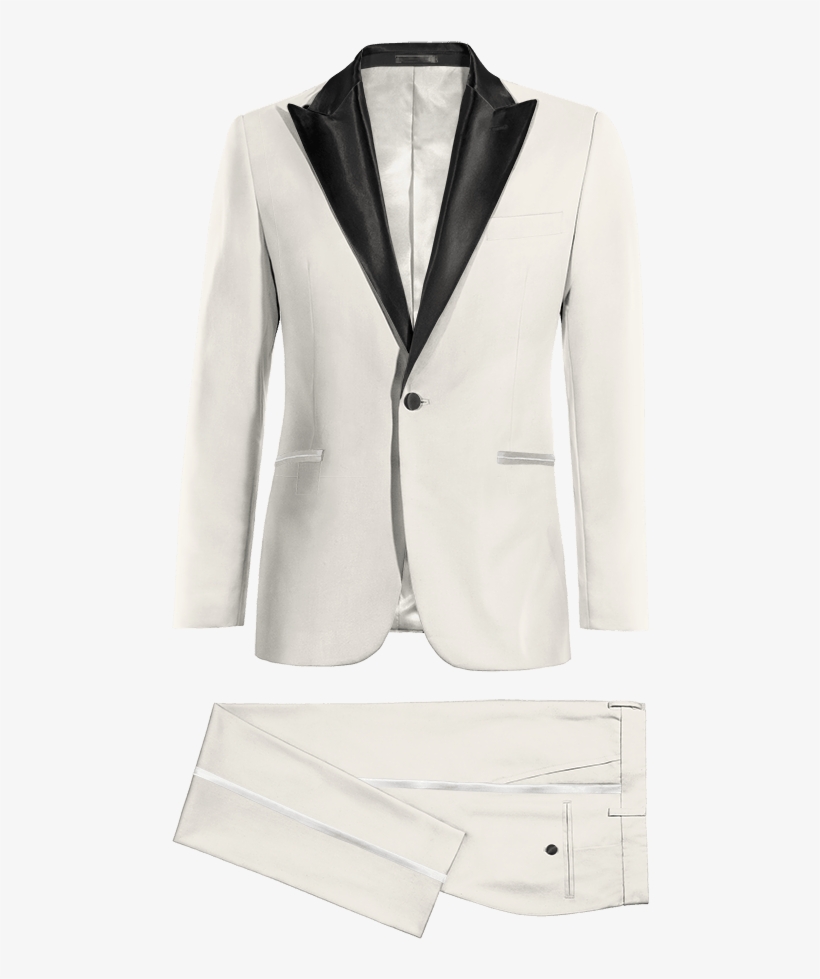 White & Black Peak Lapel Tuxedo - Tuxedo White Without Model, transparent png #731378