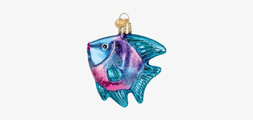 Tropical Angel Fish - Old World Christmas Glass Blown Blue Angel Fish Ornament, transparent png #734041