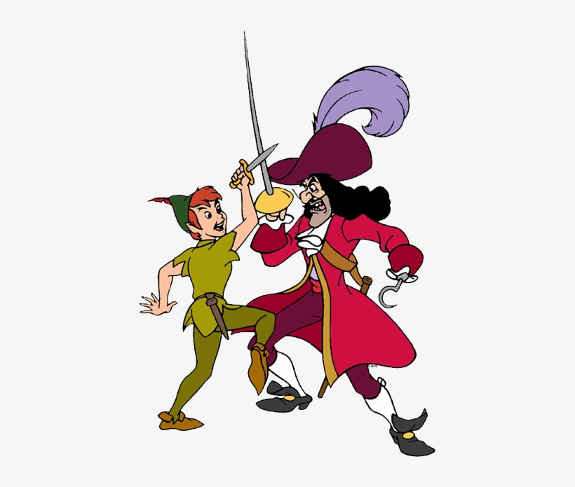 Peter Pan Captain Hook Fighting Peter Pan And Captain Hook Fight Free Transparent Png Download Pngkey