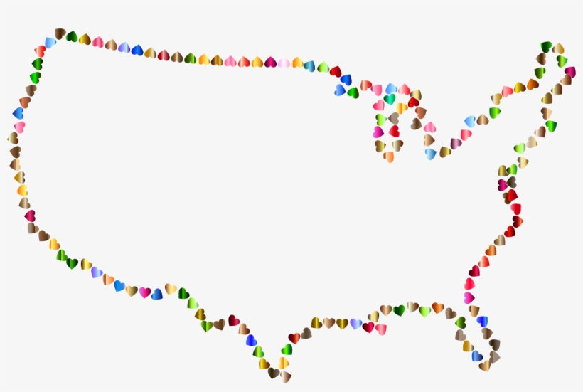 Us Map 4 Colors Prismatic Hearts United States Map - Plot, transparent png #737384