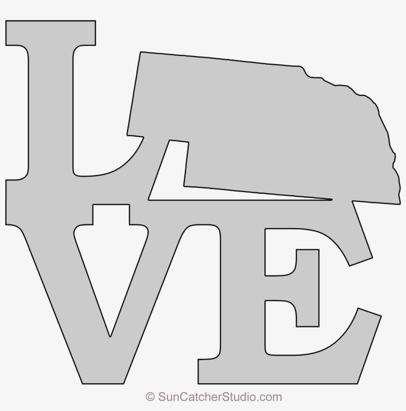 Nebraska Love Map Outline Scroll Saw Pattern Shape - Pattern, transparent png #737826