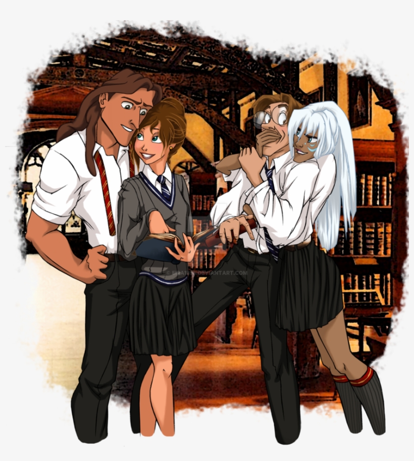 Tarzan, Jane, Milo & Kida As Hogwarts Students - Disney In Hogwarts, transparent png #738232