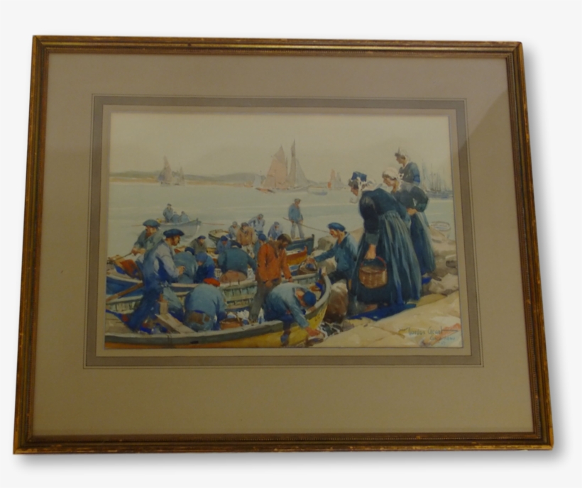 "concarneau" Original Watercolor By Gordon Grant - Picture Frame, transparent png #738512