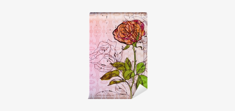 Vector Background With A Single Rose Wall Mural • Pixers® - Zinnia, transparent png #738676
