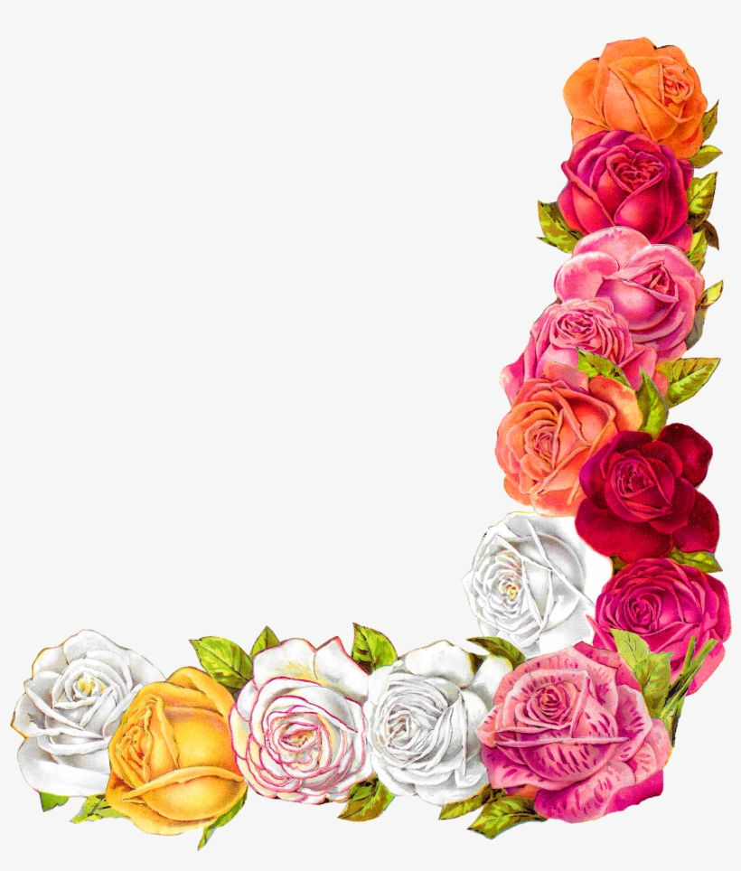 Digital Shabby Chic Rose Border Download - Border Design For Scrapbook, transparent png #738895