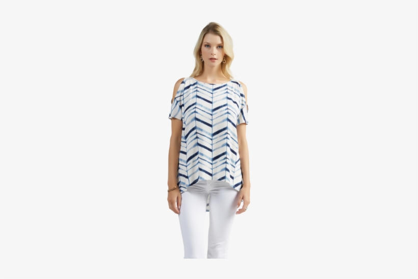 Kat Top In Watercolor Chevron - Blouse, transparent png #739713