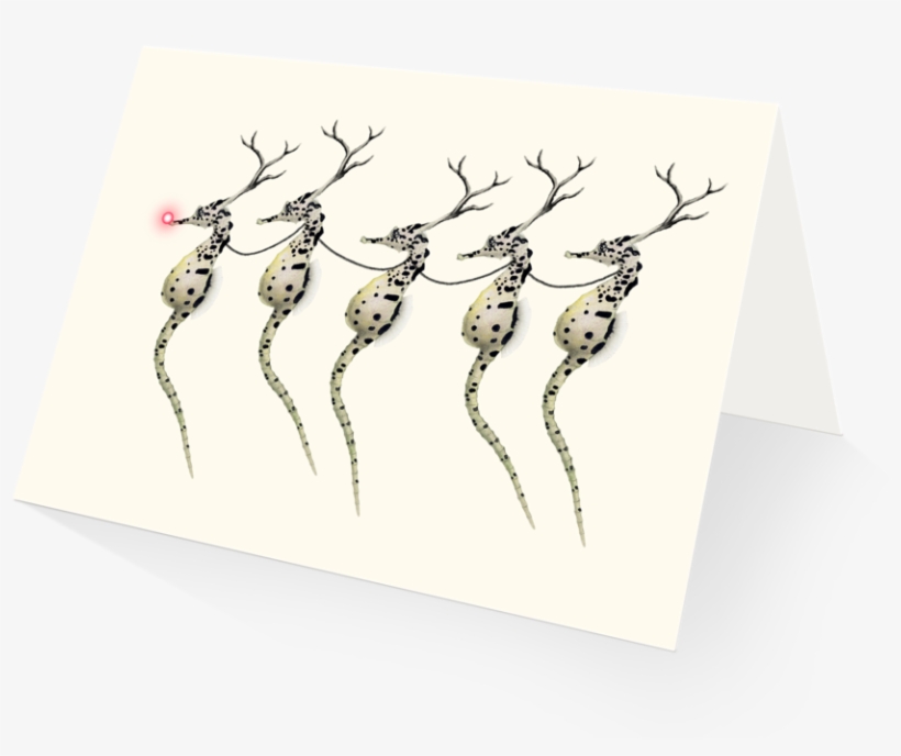 Santa's Seahorses Holiday Card, transparent png #7304759