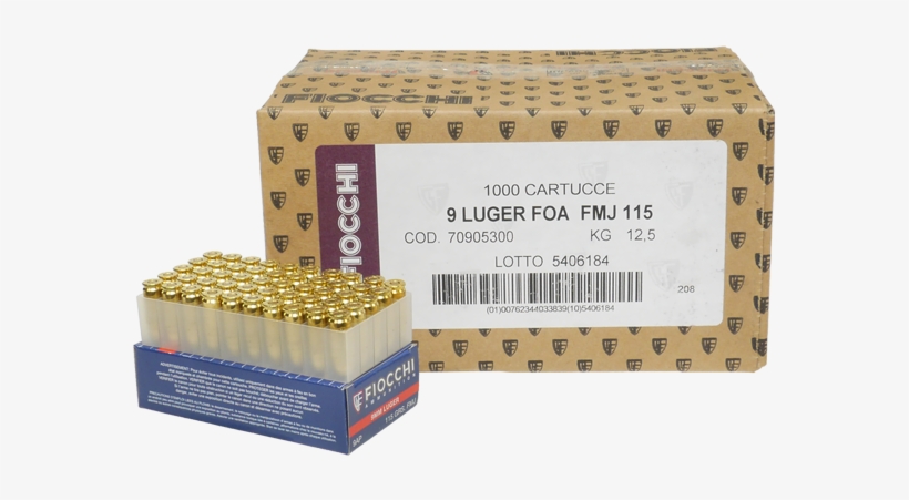 Picture Of Fiocchi 9mm Luger 115gr Fmj, transparent png #7311369
