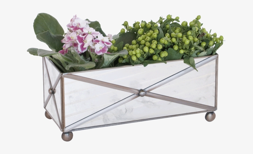 Worlds Away Antique Mirror Rectangular Crosshatch Planter, transparent png #7311820