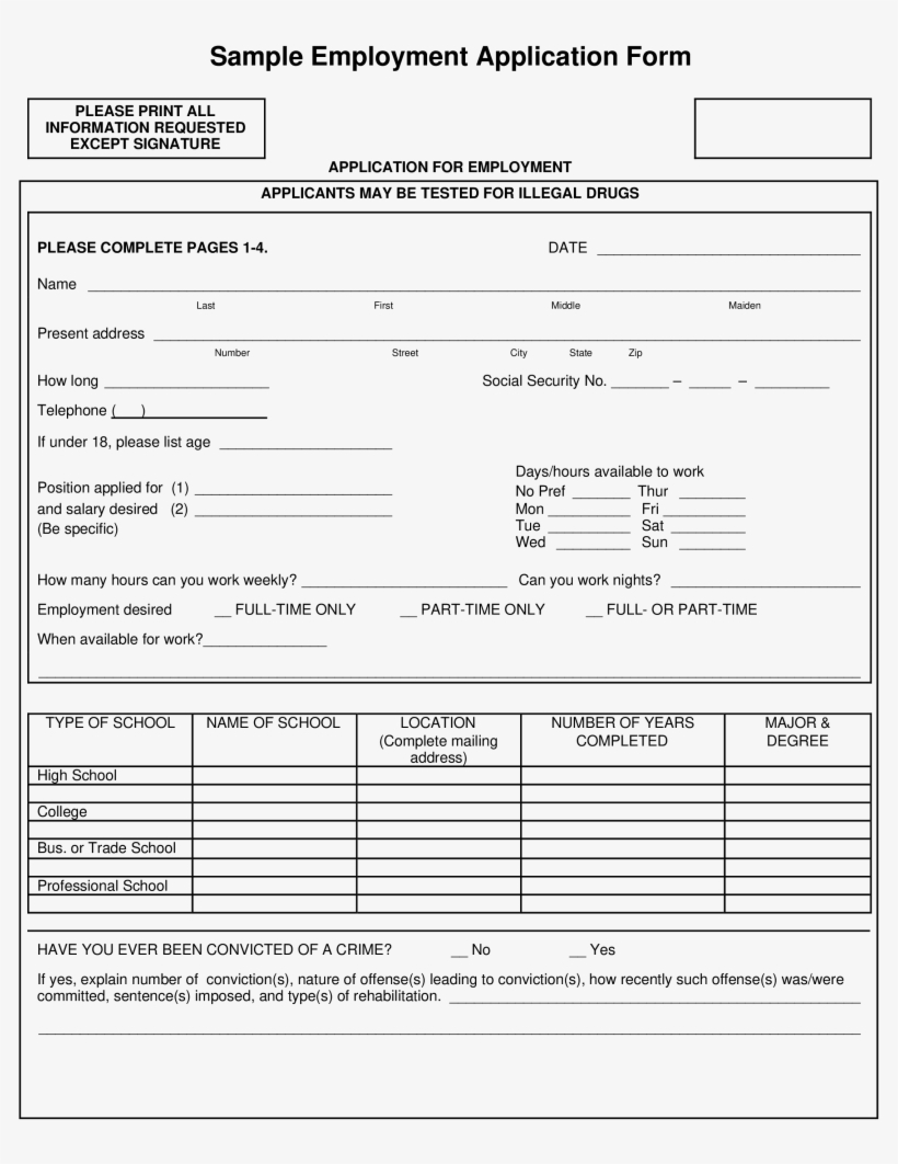 free sample basic job application form templates at free transparent png download pngkey