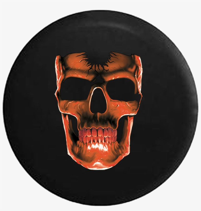 3d Cracked Grinning Skull Almost Glowing Orange Inferno, transparent png #7316306
