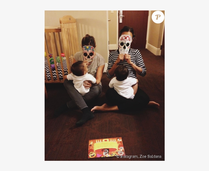 Zoe Saldana Et Marco Perego Postent Une Photo Des Jumeaux,, transparent png #7333334