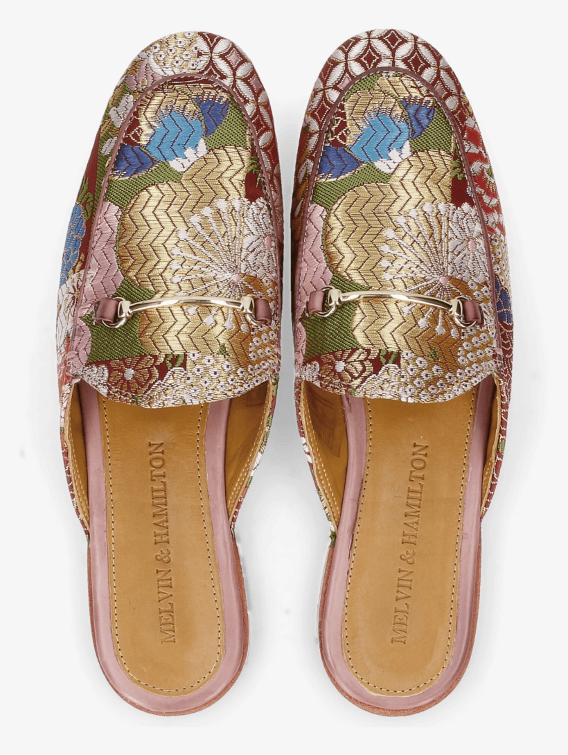 Mules Scarlett 4 Textile Glory Plum Trim Gold, transparent png #7341021