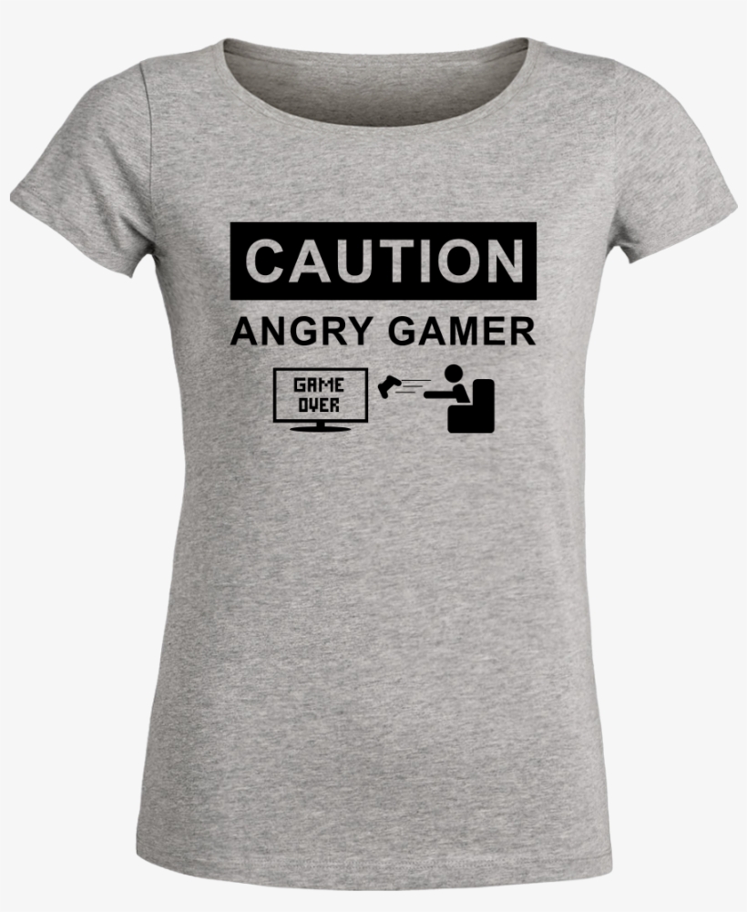 Angry Gamer T-shirt Stella Loves Girlie Heather Grey, transparent png #7346539