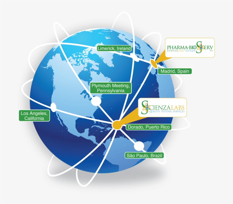 Globe Of Pr And Spain Lab Locations, transparent png #7348054