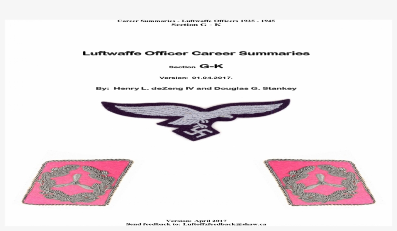 Luftwaffe Officer Career Summaries Section G K G K, transparent png #7366749