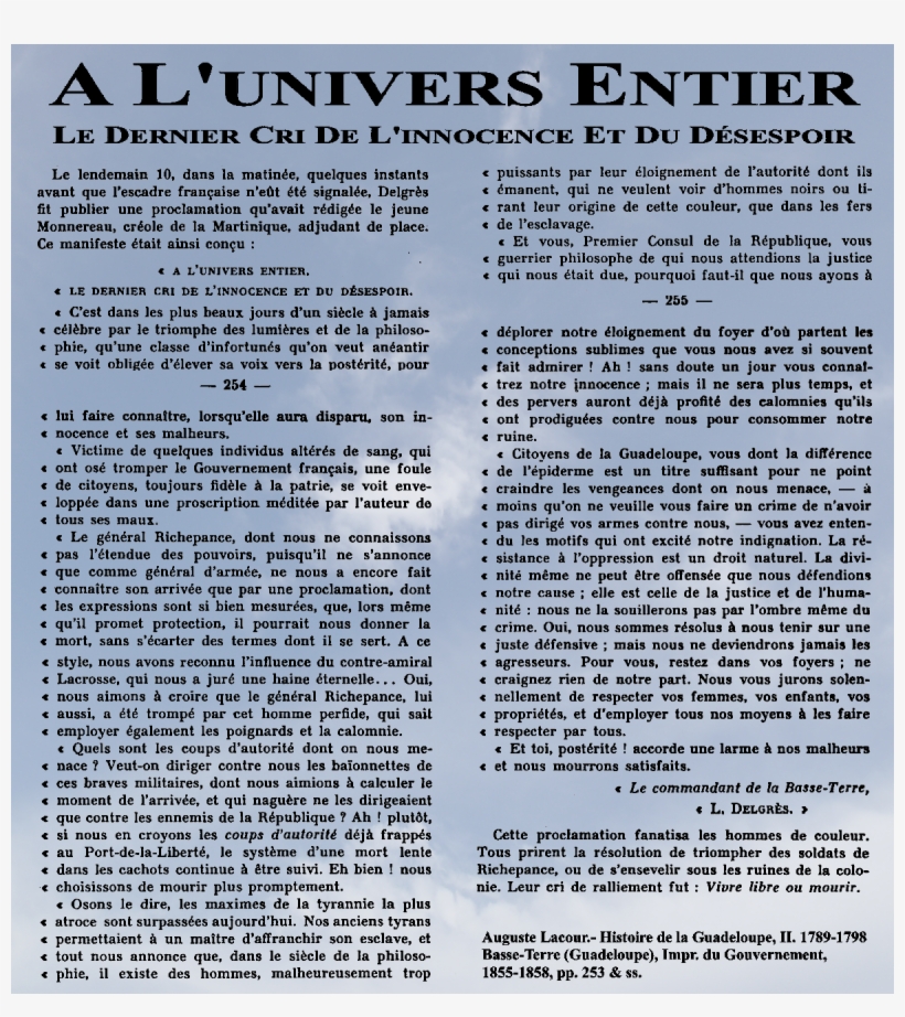 Delgres Monnereau Vivre Libres Ou Mourir, transparent png #7372601