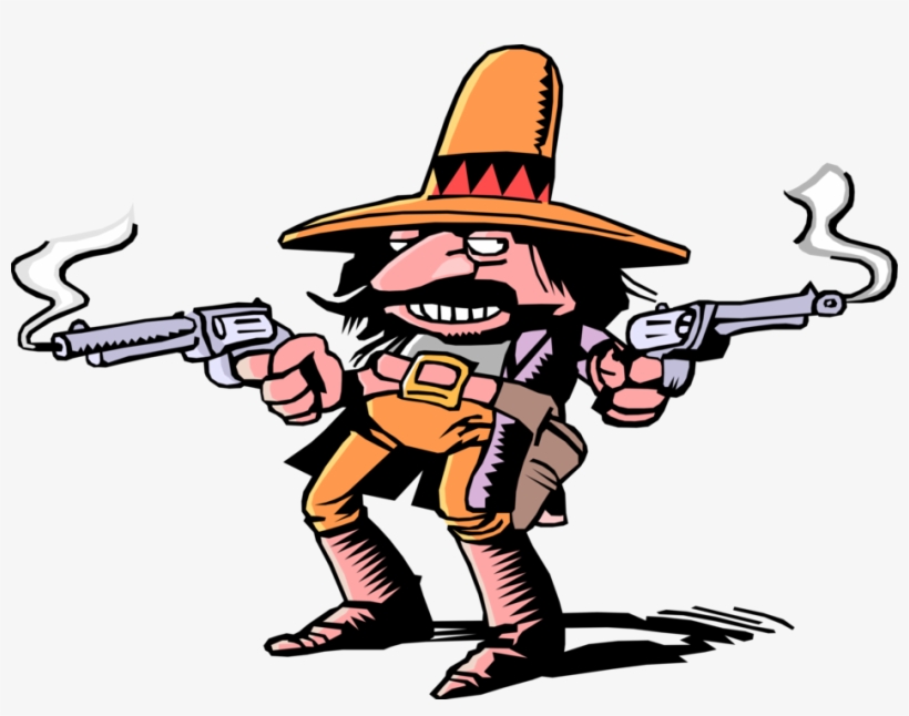 Vector Illustration Of Stereotype Mexican Hombre Bandito, transparent png #7383235