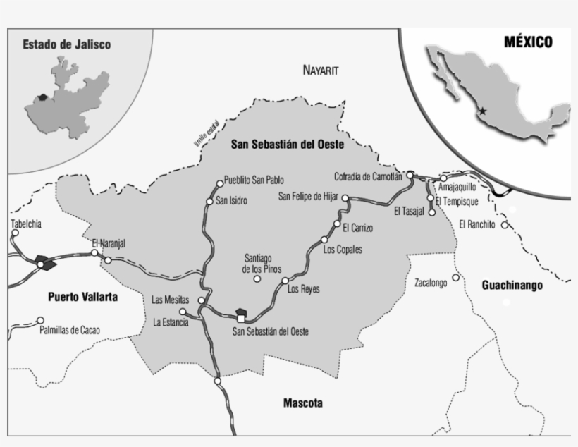 Mapa De Localización De San Sebastián Del Oeste Jalisco,, transparent png #7383461