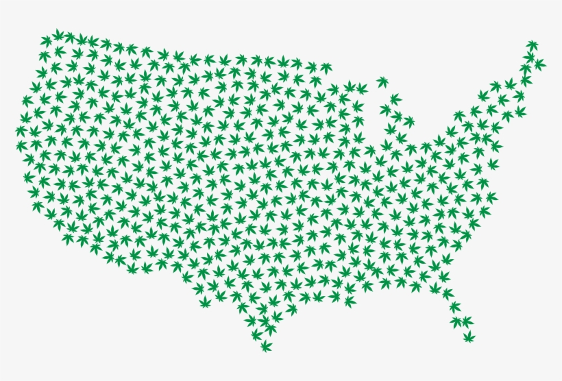 Marijuana America Map Green, transparent png #7388384