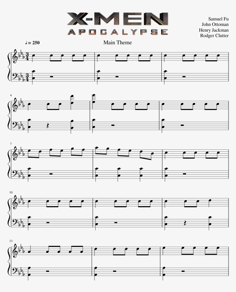 Main Theme - X-men - Apocalypse - John Ottoman - Piano, transparent png #7392660