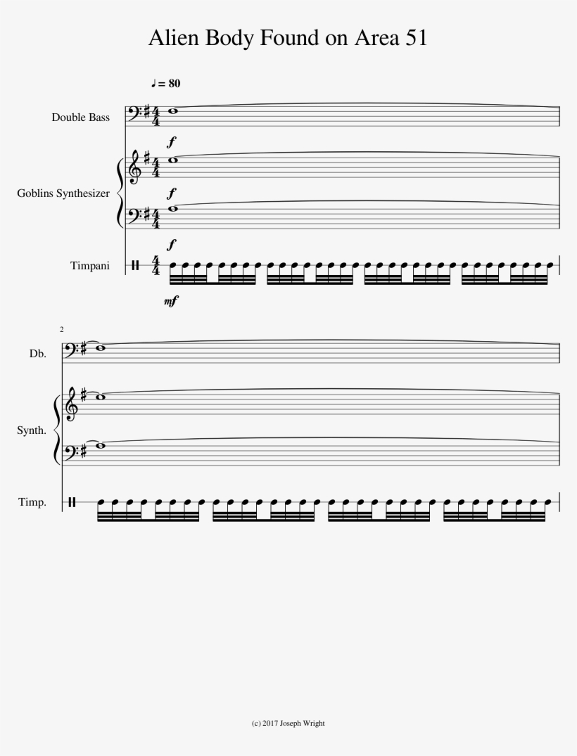 Alien Body Found At Area 51 Sheet Music For Contrabass,, transparent png #7394726