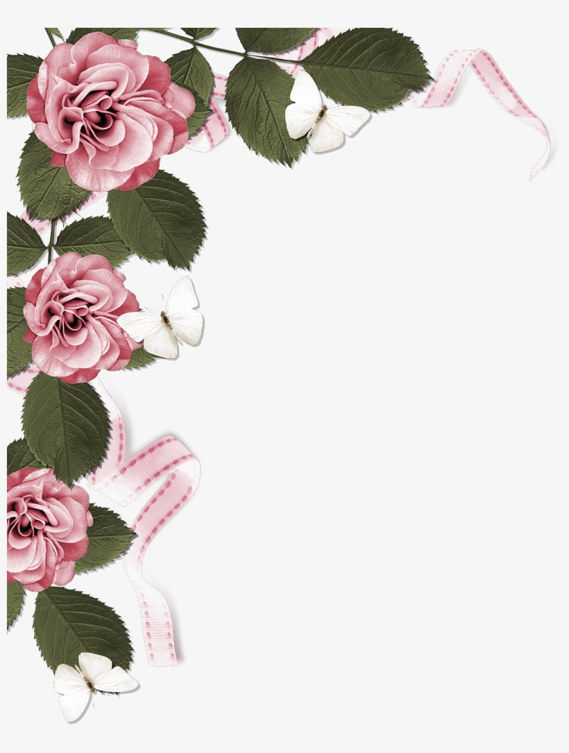 Rose Page Border - Dusty Pink Roses Border, transparent png #740514