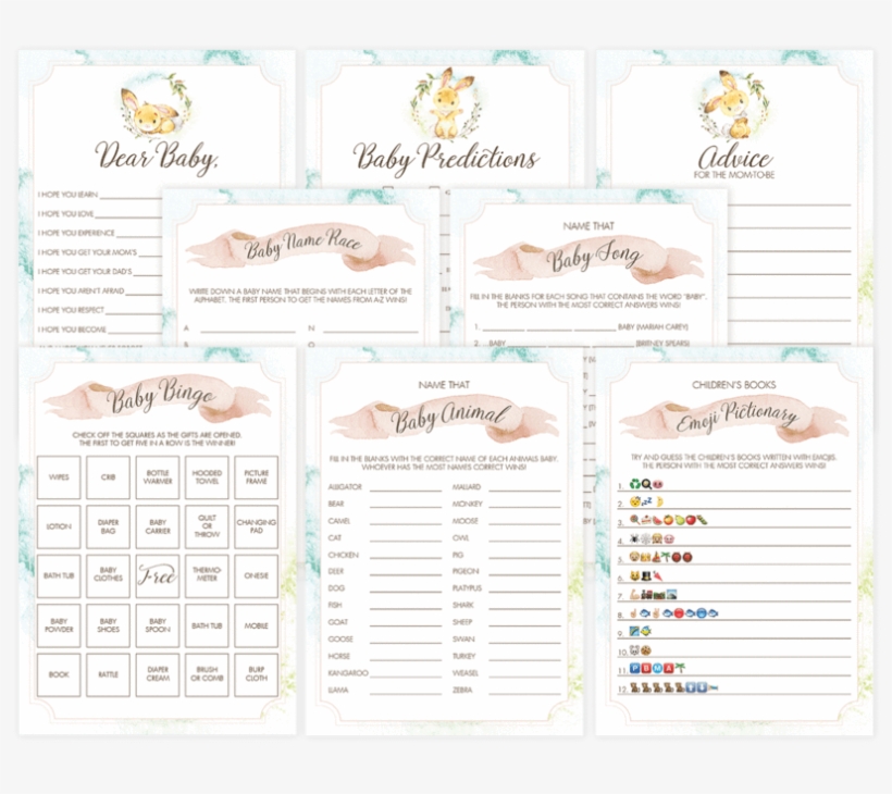 Printable Baby Shower Games Blush Pink Watercolor By - Baby Shower, transparent png #741627