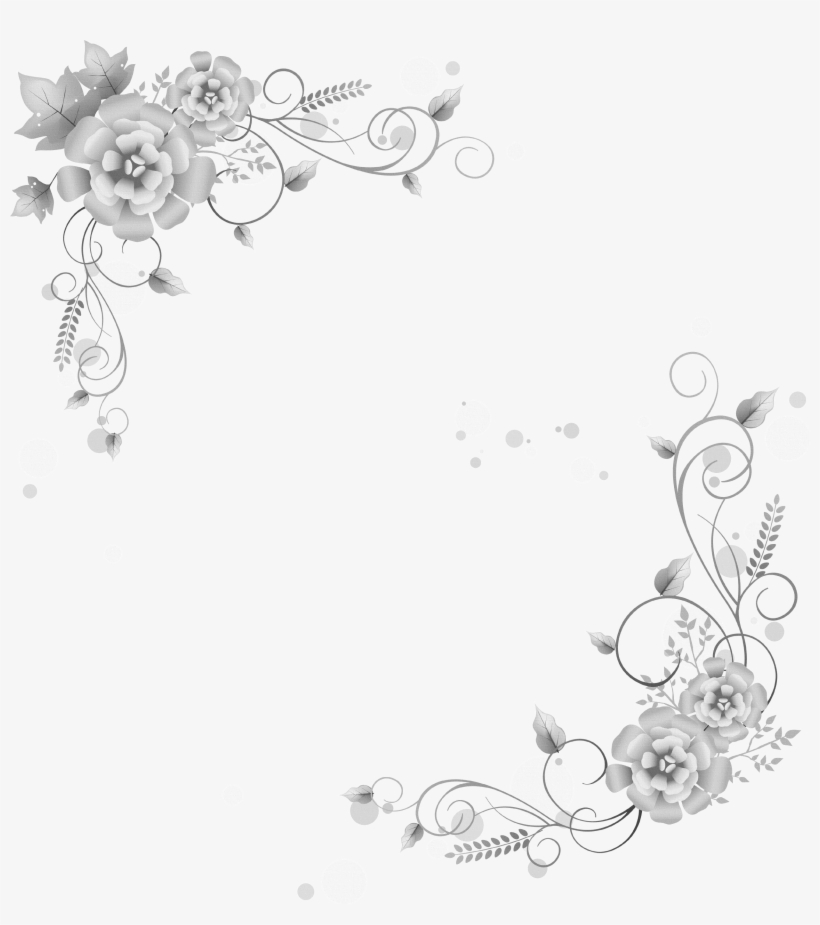 Grey Floral Border Png Photo - White Floral Border Png, transparent png #742554