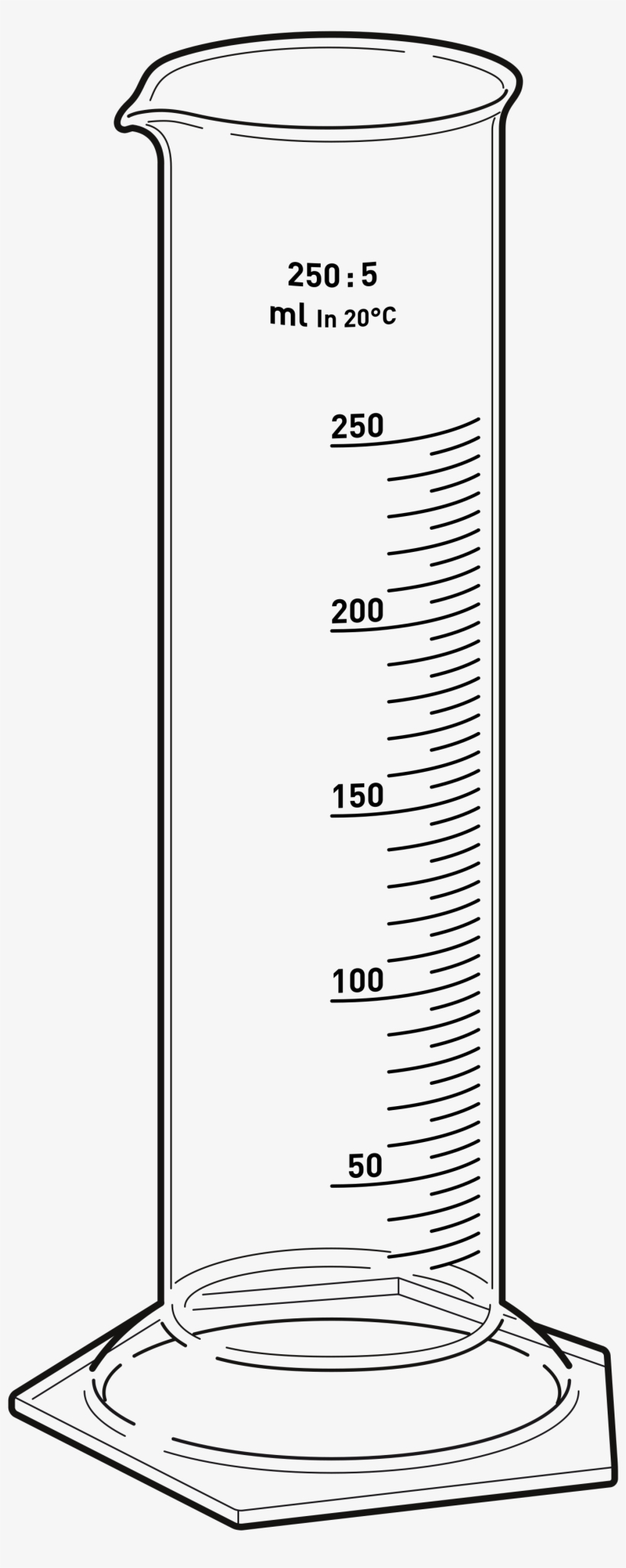 28 Collection Of 50 Ml Graduated Cylinder Drawing - Measuring Cylinder Clipart Black And White 2000ml, transparent png #743193