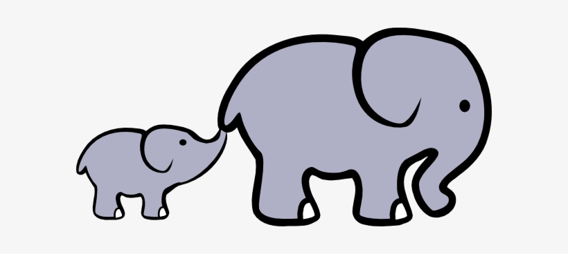 Baby Elephant And Adult Elephant Clip Art - Dibujo De Un Elefante, transparent png #744466