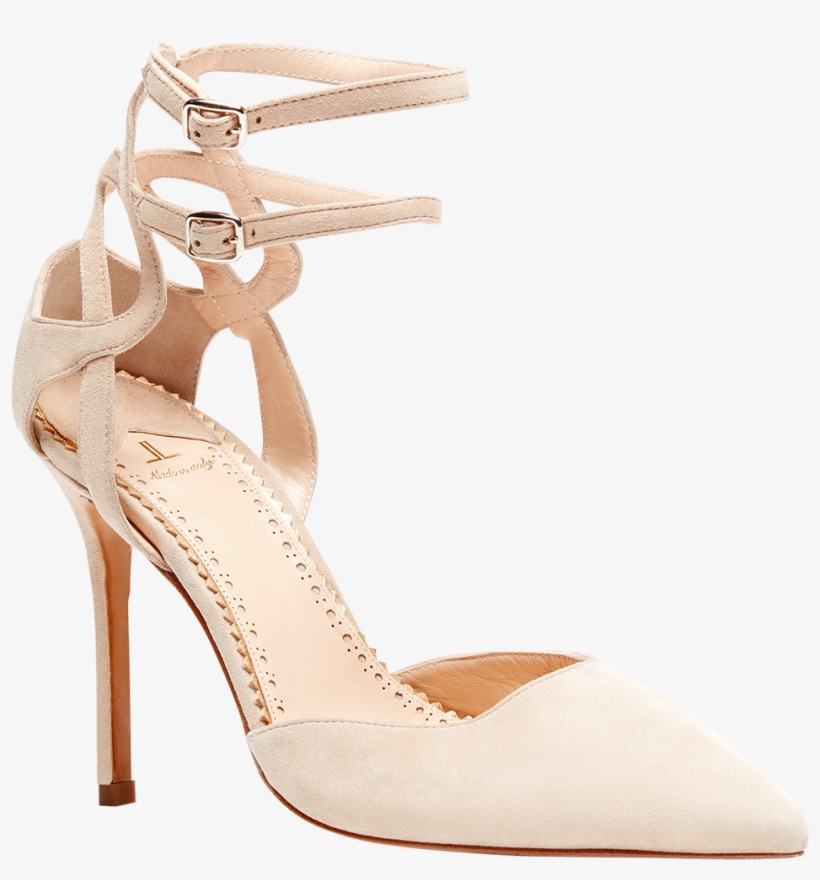 Beige Suede Leather Heels With Straps 110mm - High-heeled Shoe, transparent png #744558