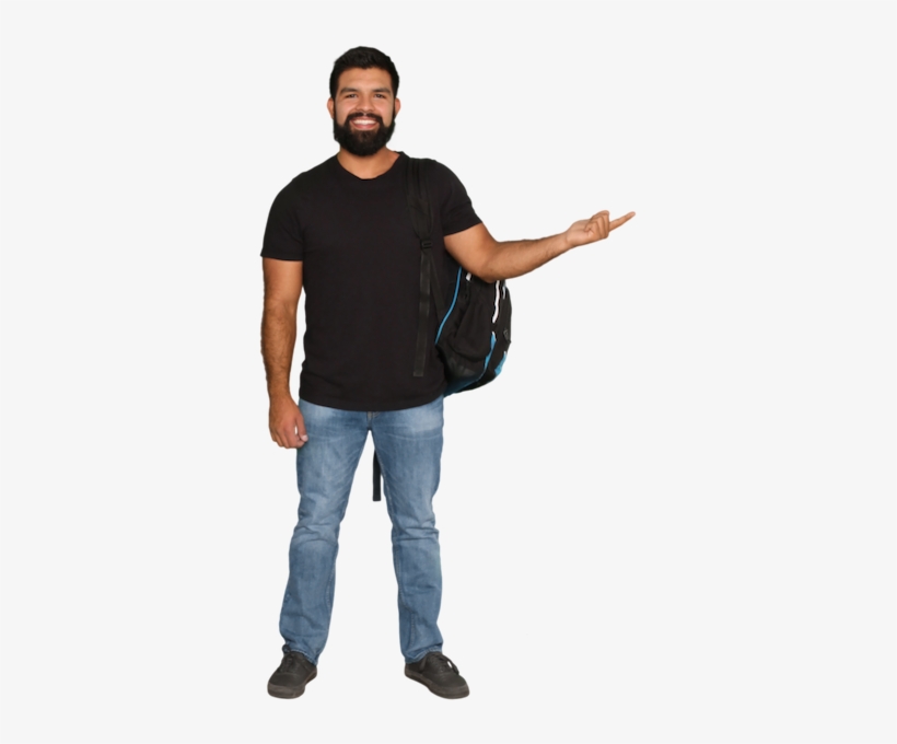 Dennis With Backpack And Pointing - Backpack, transparent png #744779