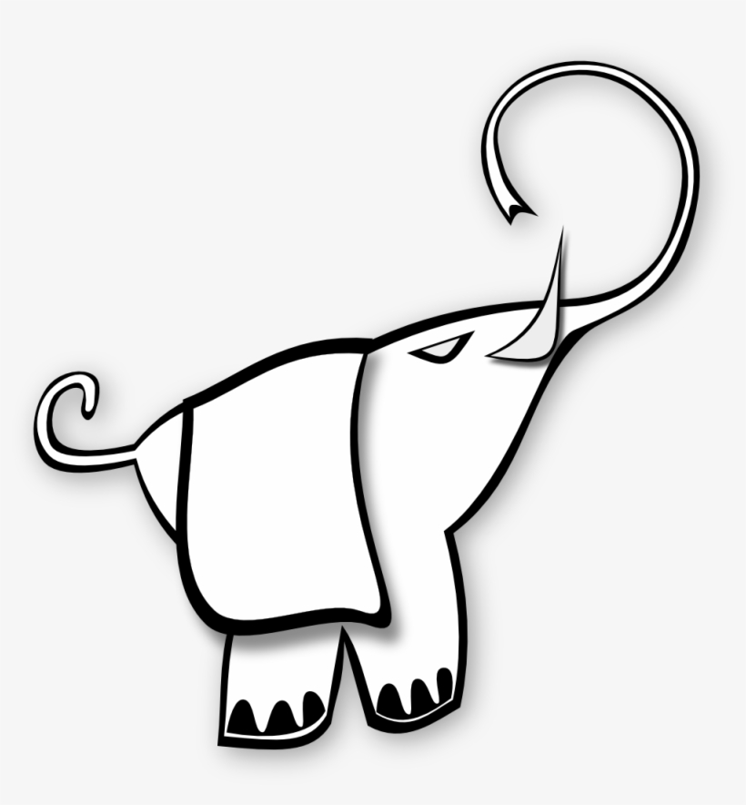 Baby Elephant Clip Art Black And White - Clip Art, transparent png #745356