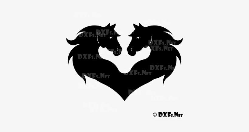Heart Horse Heads Design For Cnc Cutting - Horse Heads In A Heart, transparent png #746206