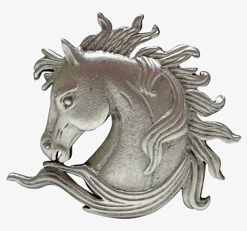 Horse Head Jj Pin Jonette Brooch Pewter From Dollherup - Brooch, transparent png #746361