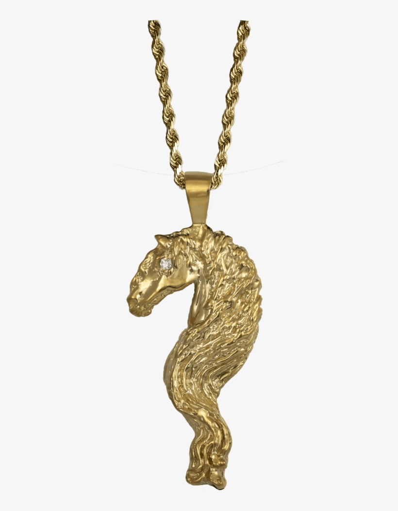 14k Friesian Horse Head Pendant With Diamond Eye And - Locket, transparent png #746582