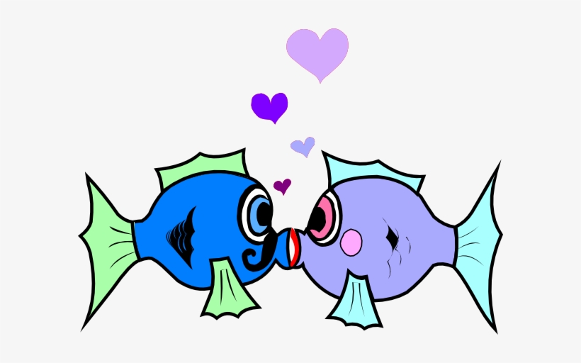 Kisses Clipart Kiss Goodnight - Kissing Fish Clipart Black And White, transparent png #746841
