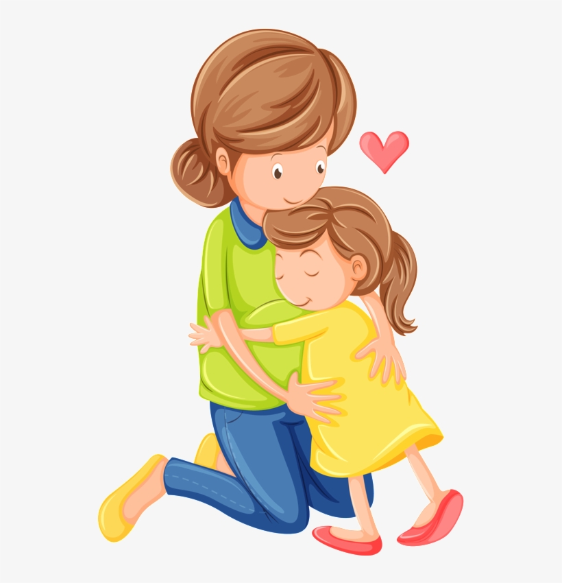 Hugs And Kisses Free - Mother And Daughter Clipart, transparent png #747164