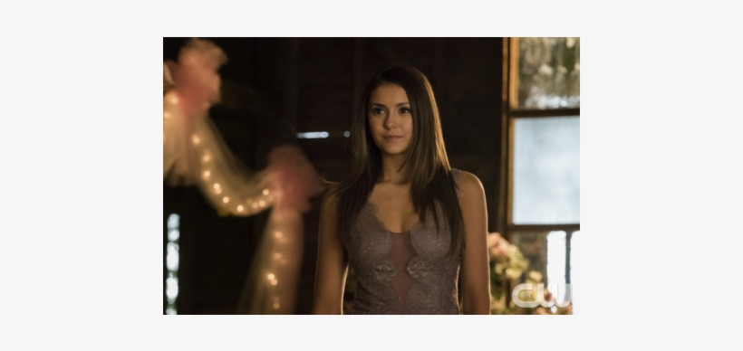 Nina Dobrev Lavender Chiffon Dress With Lace Embroidery - Nina Dobrev Vampire Diaries, transparent png #747488