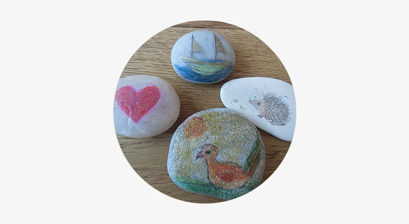 Artistic Stones By Chidren Painted Rocks Acorns And - Heart, transparent png #748468