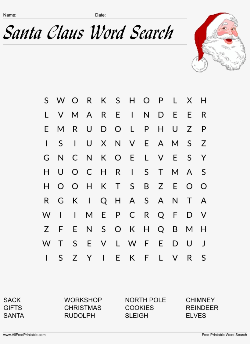 Santa Claus Word Search Main Image, transparent png #7401631