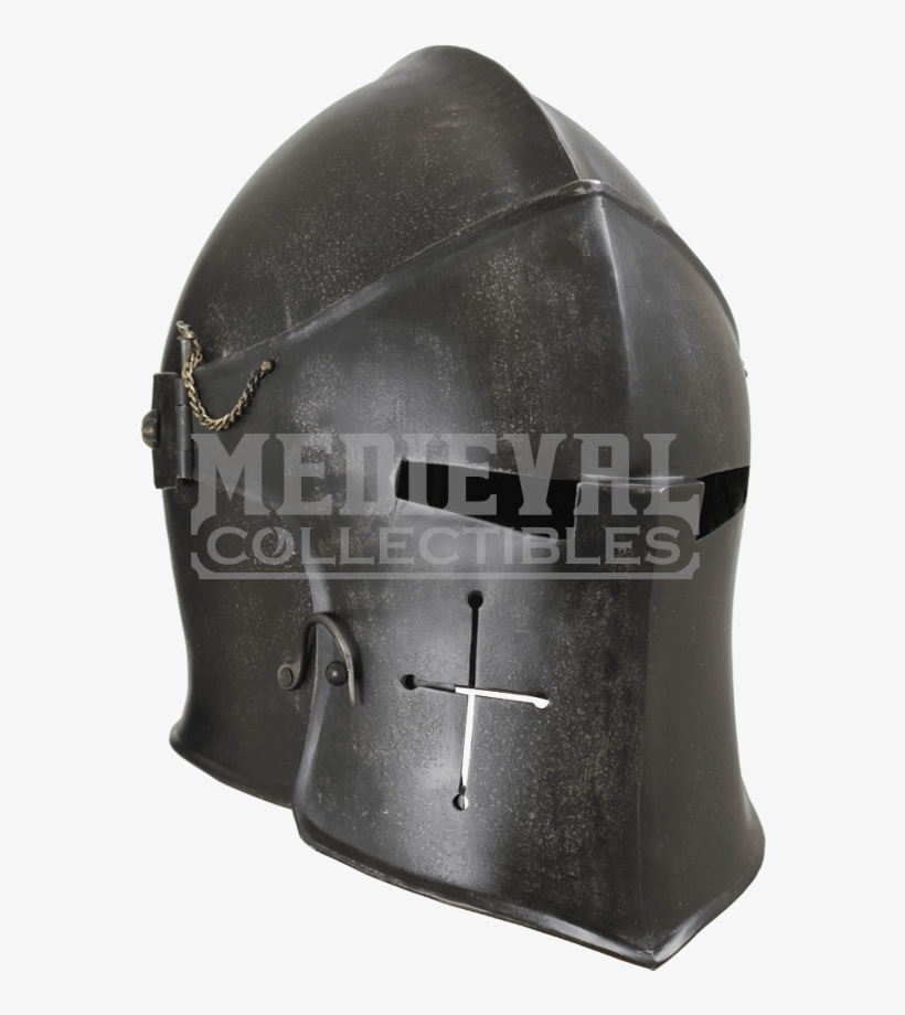 Epic Dark Visored Barbuta Helmet, transparent png #7407085