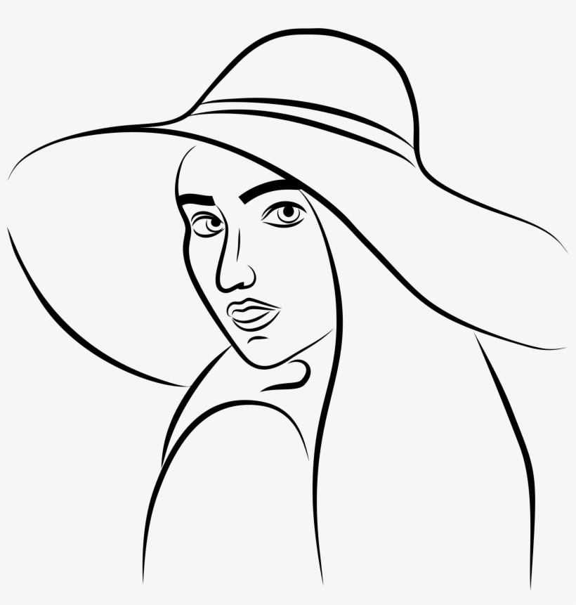This Free Icons Png Design Of Woman In Hat Line Art, transparent png #7407770