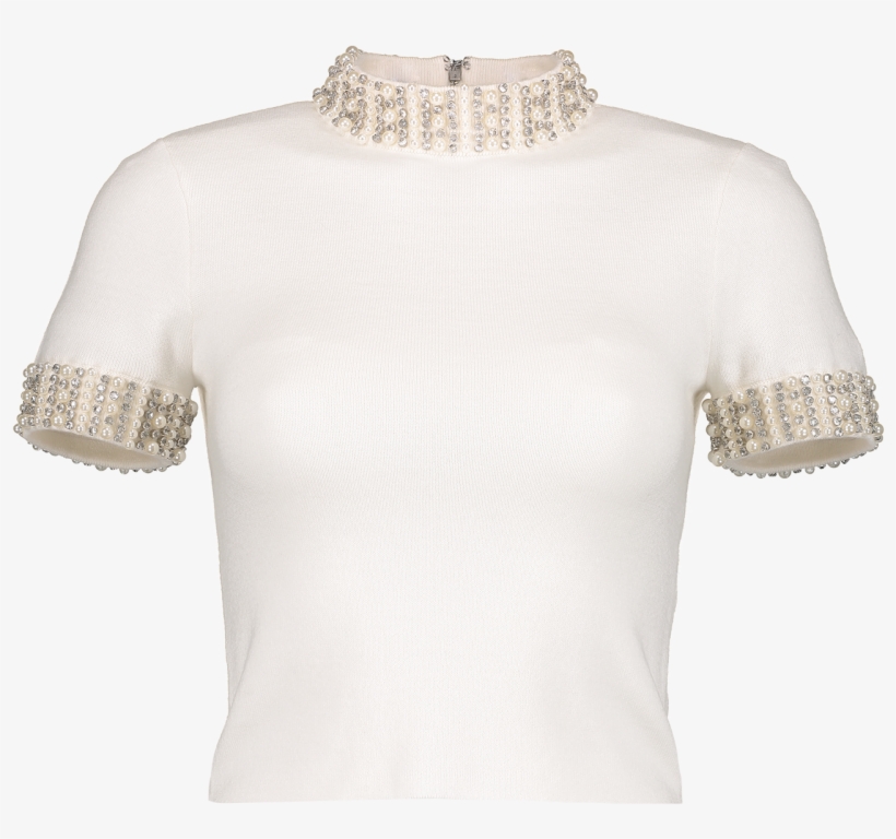 Ciara Embellished Crop Sweater Soft White, transparent png #7421529